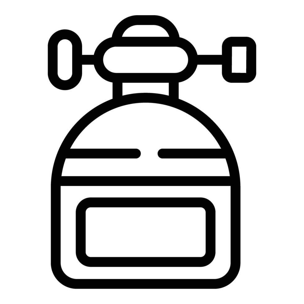 Crop sprayer icon outline . Pesticide pump compressor vector