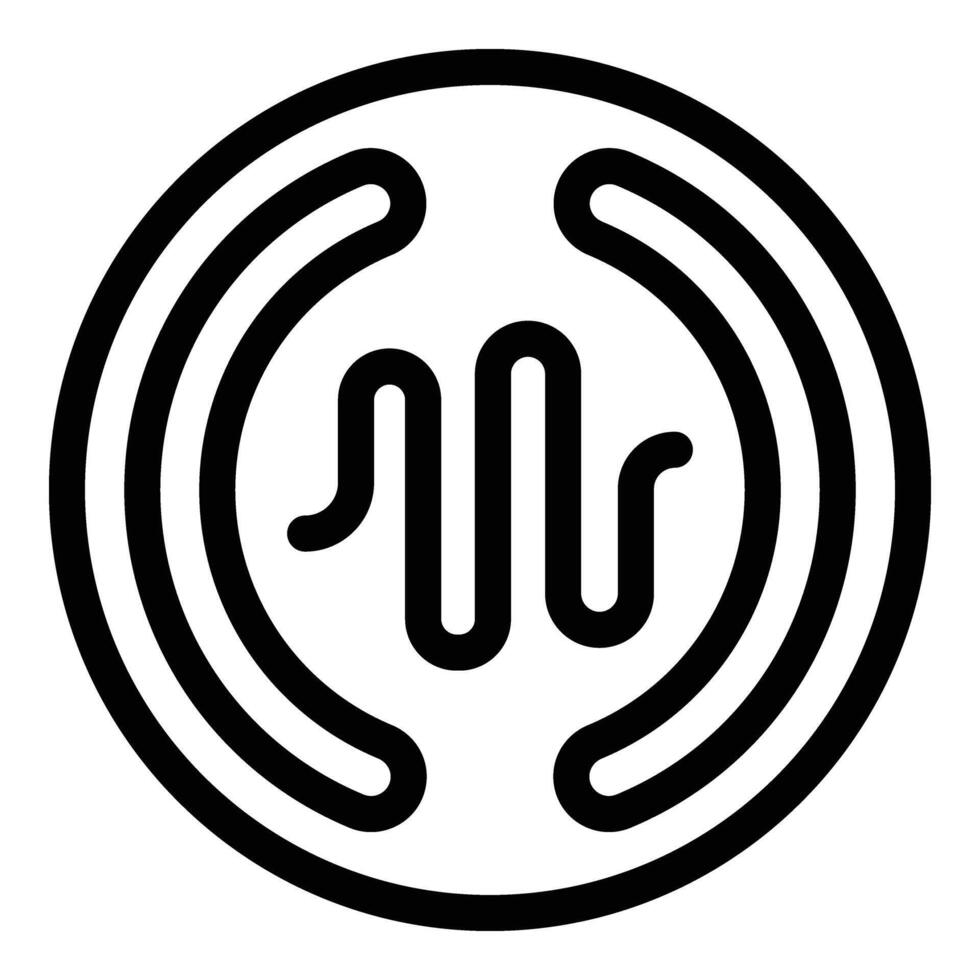 Copper coil cooktop icon outline . Magnetic cookware vector