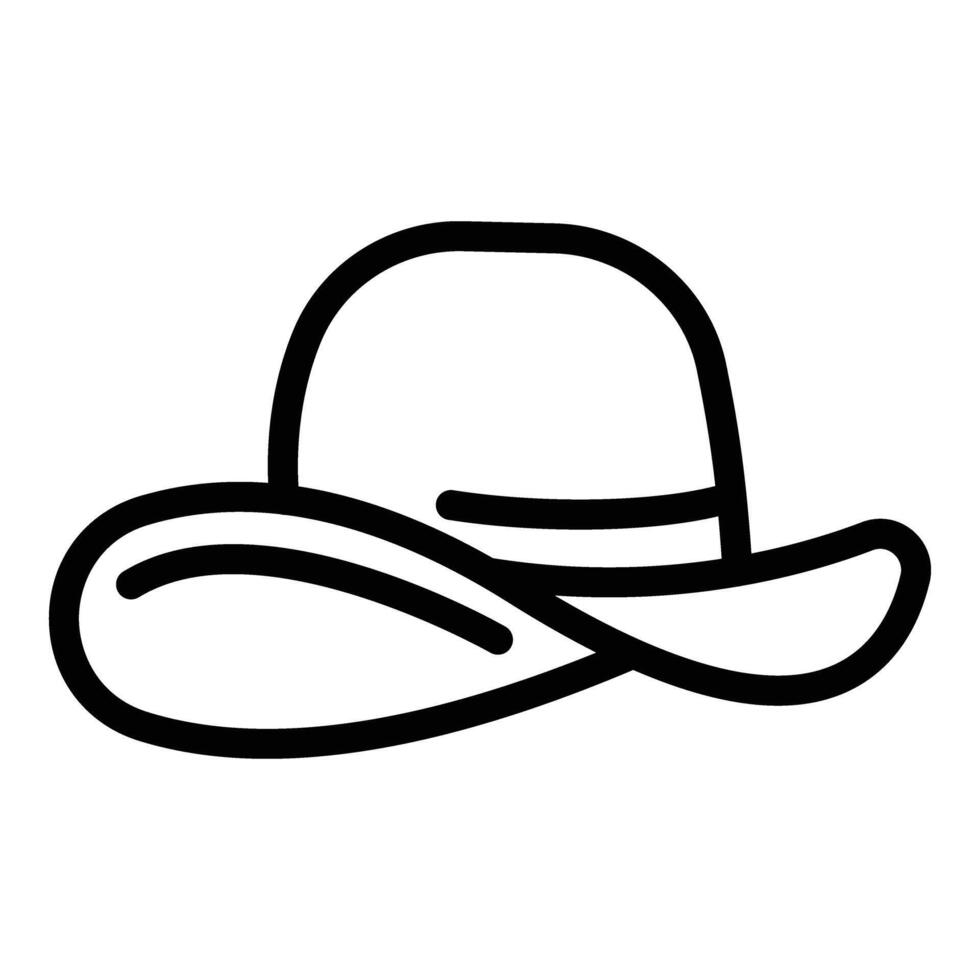 Cowboy wide brim hat icon outline . Western rancher clothing vector