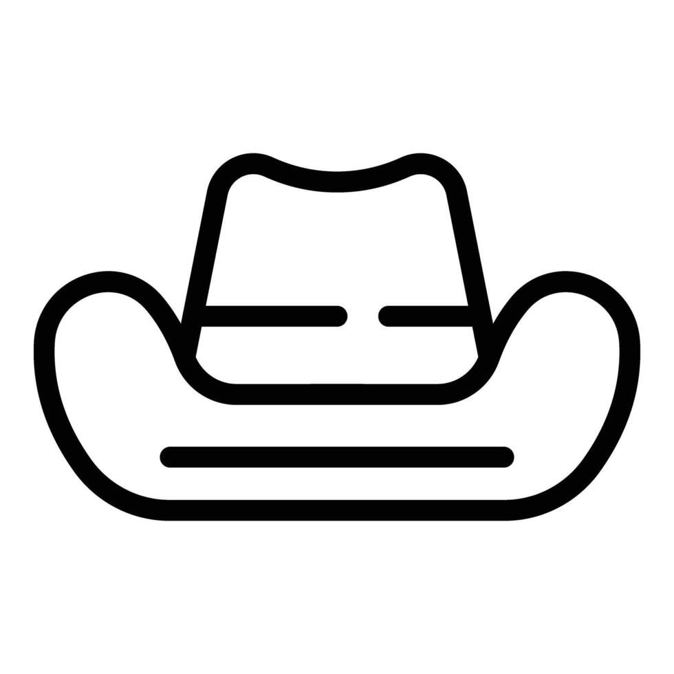 Straw cattleman hat icon outline . Western wide brimmed cap vector