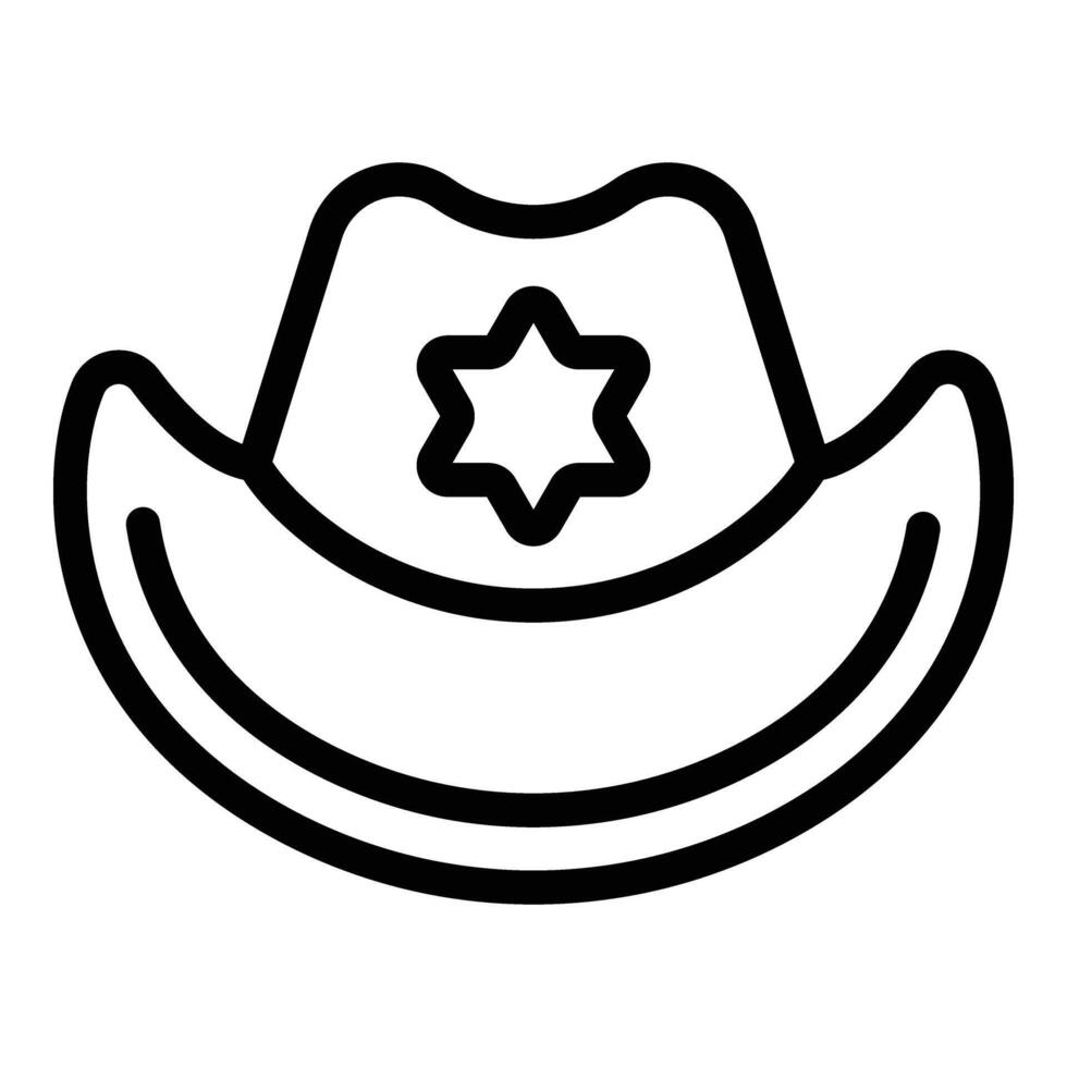 Old western marshal hat icon outline . Sheriff headgear vector
