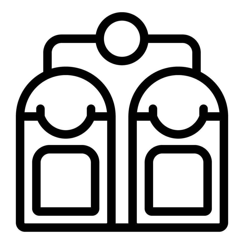 Waste bins icon outline . Rubbish separation dustbin vector