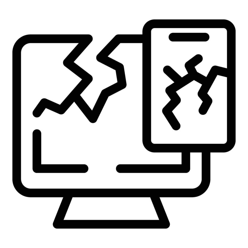 Electronic waste icon outline . Discarded devices vector
