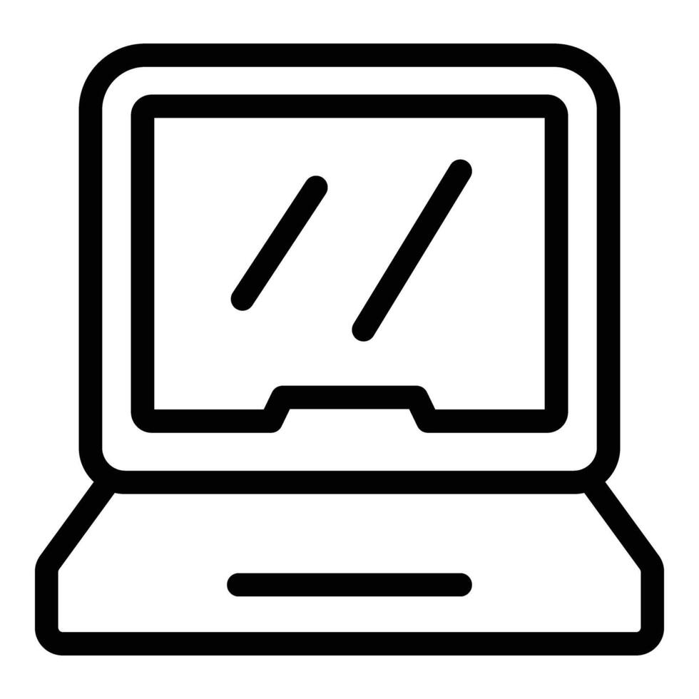 Gaming computer icon outline . Videogame laptop vector