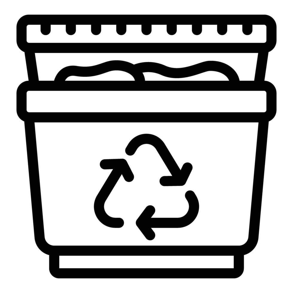 Waste recycling bin icon outline . Sustainable garbage management vector