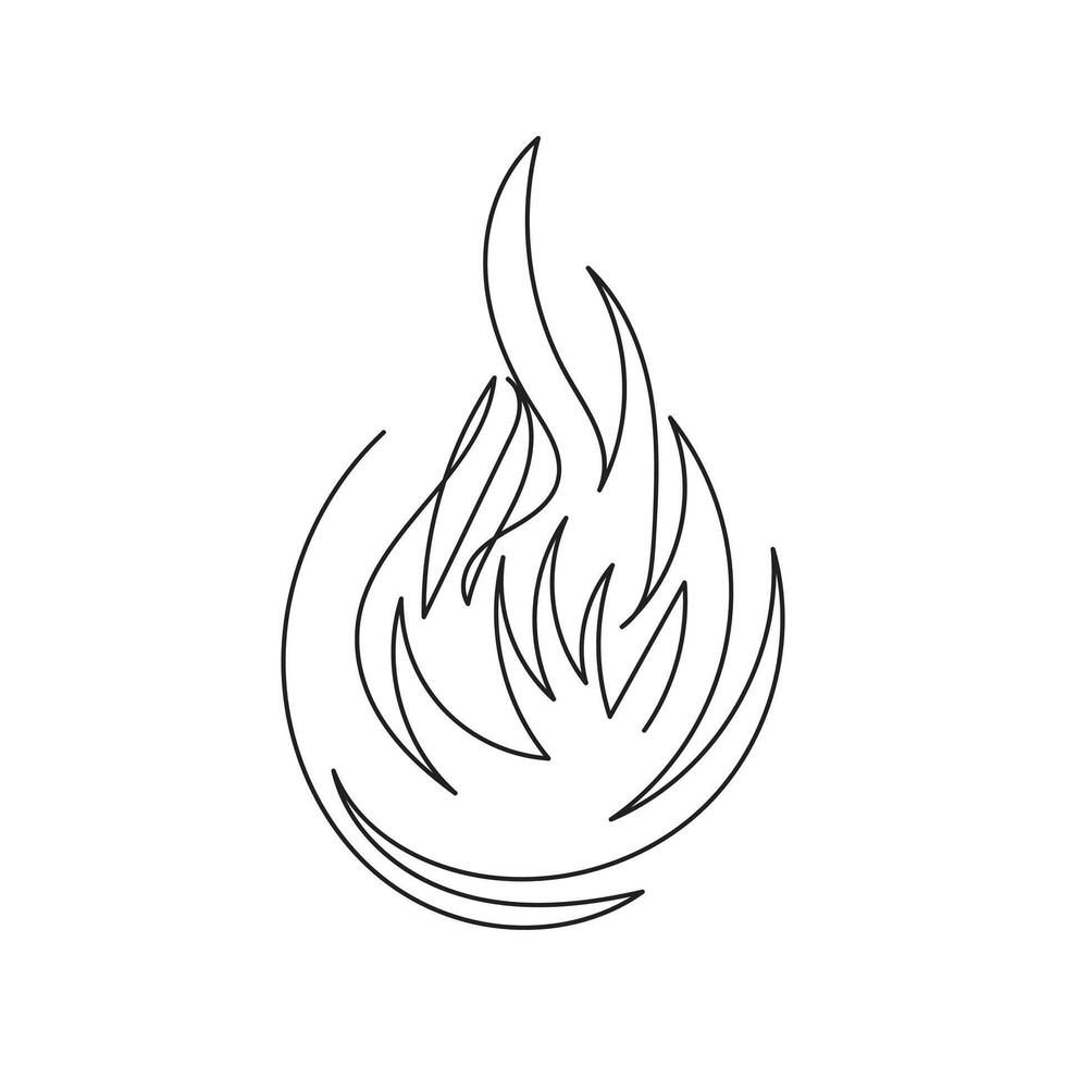 fire one line art, outline design on white background vector
