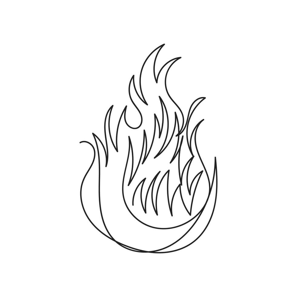 fire one line art, outline design on white background vector