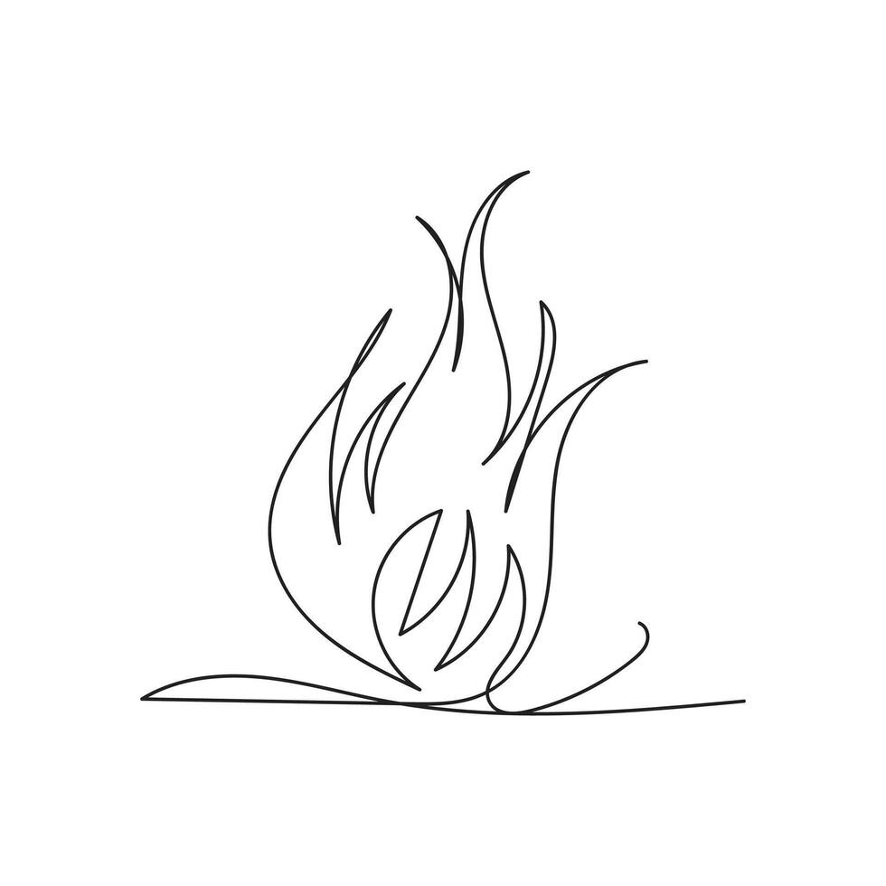 fire one line art, outline design on white background vector