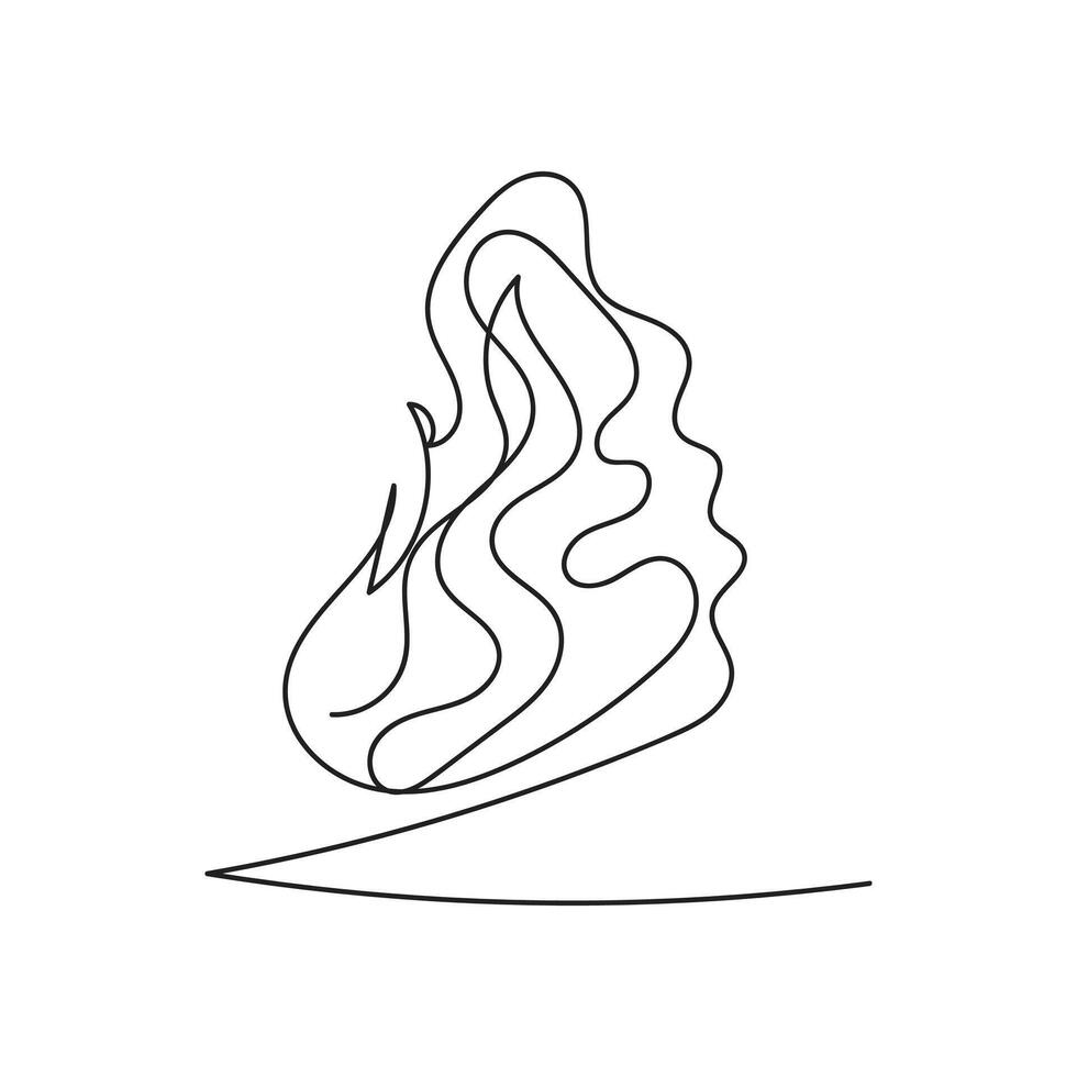 fire one line art, outline design on white background vector