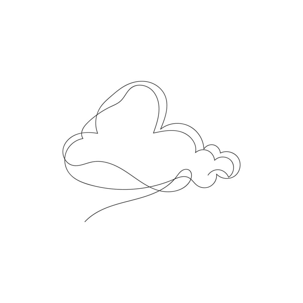 cloud one line art, outline design on white background vector