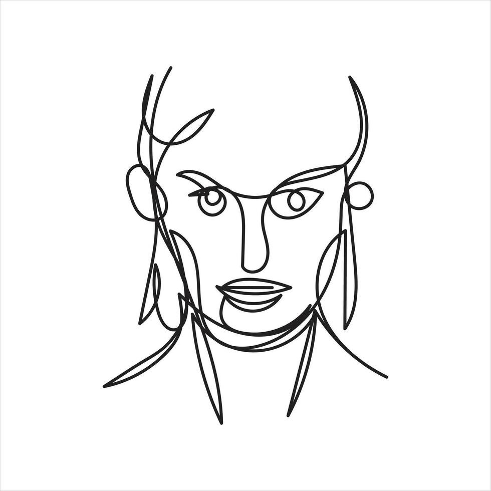 woman face one line art woman face continuous line art design vector