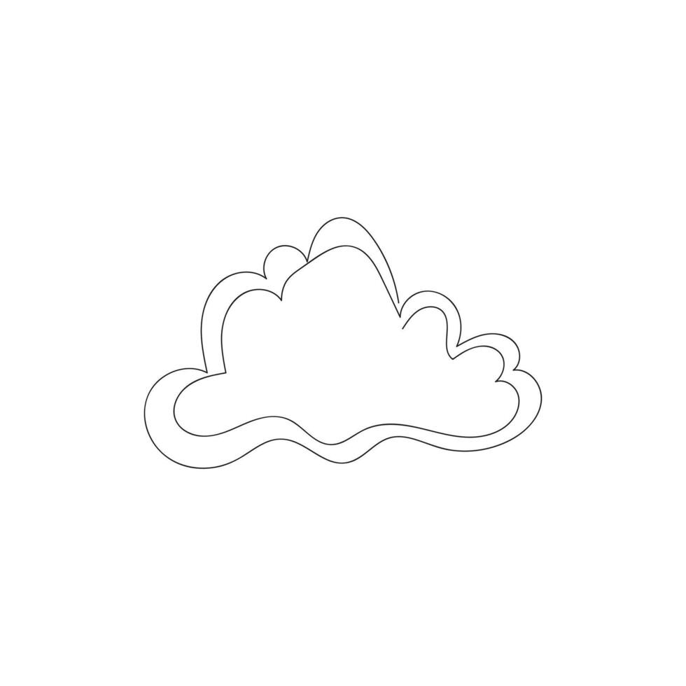 cloud one line art, outline design on white background vector
