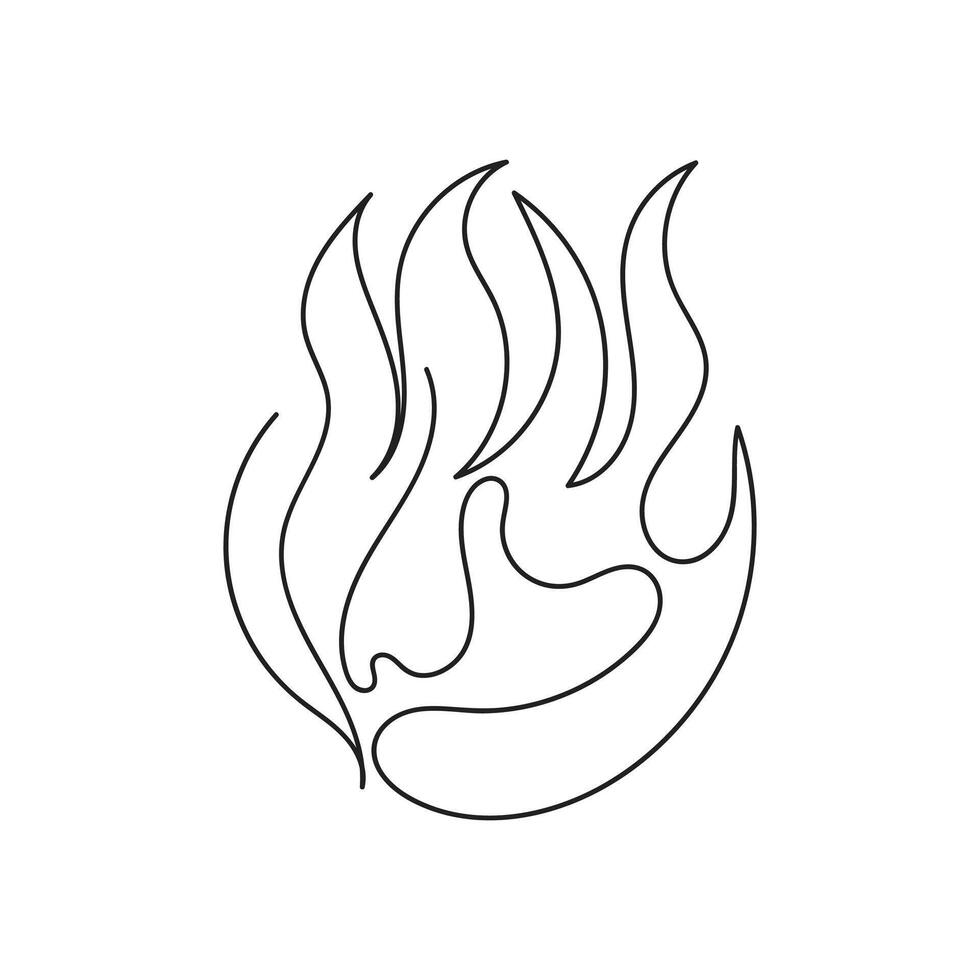 fire one line art, outline design on white background vector