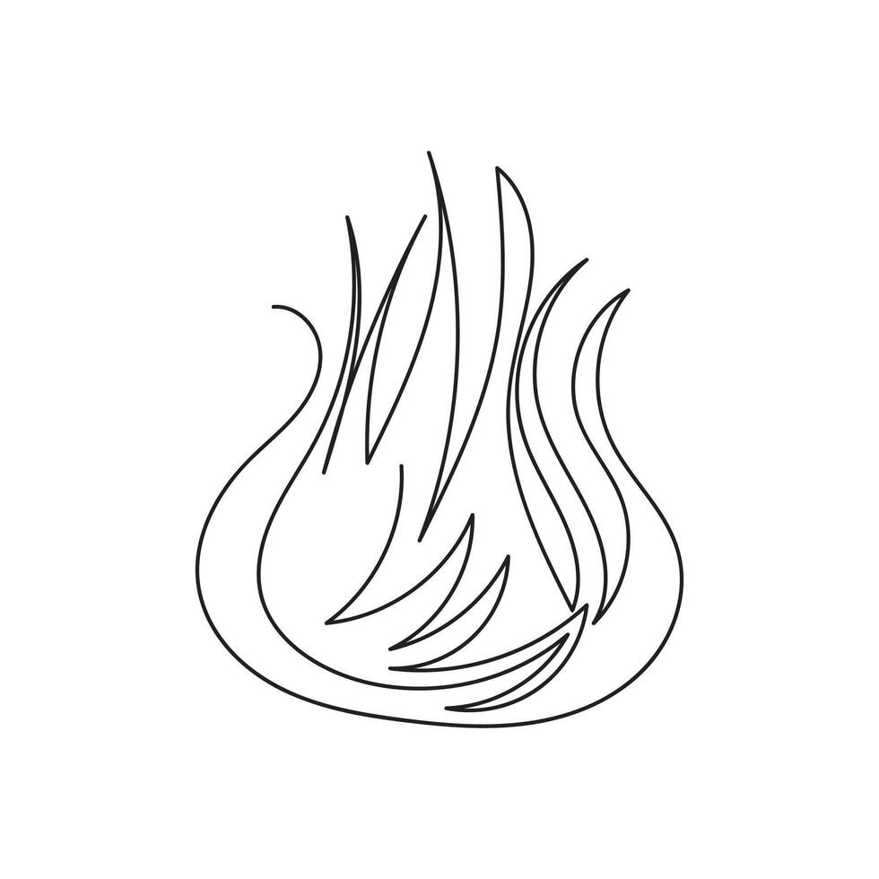 fire one line art, outline design on white background vector