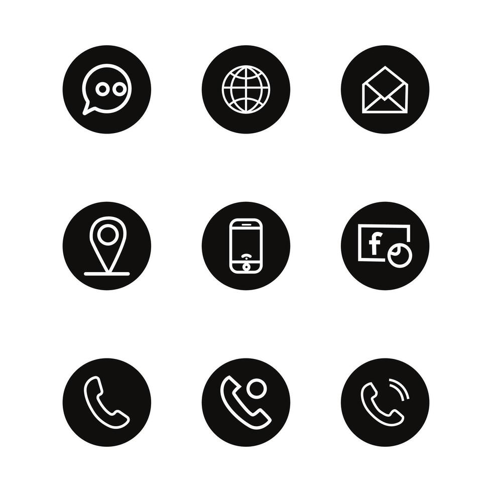 set of contact us icon communication icon pack design template vector
