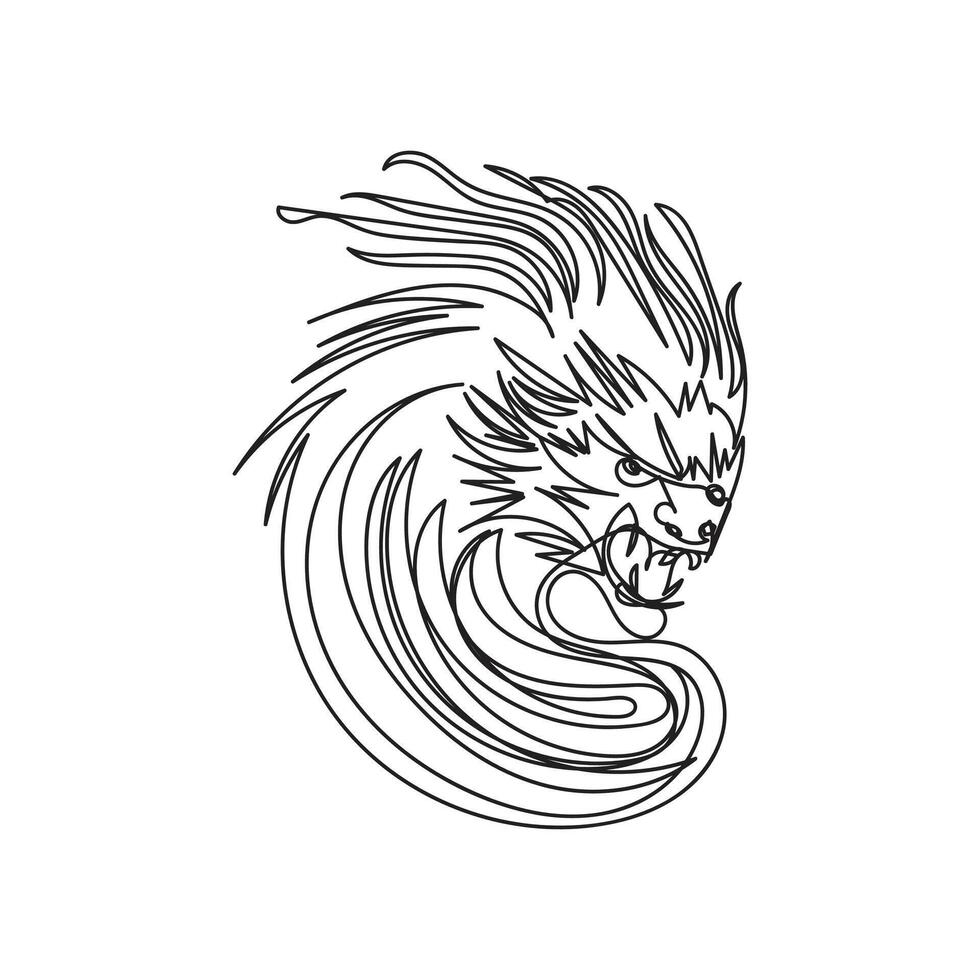 fire one line art, outline design on white background vector