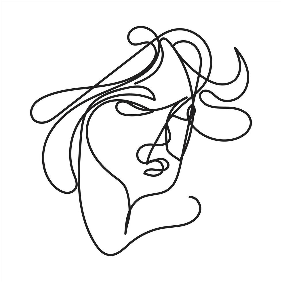 woman face one line art woman face continuous line art design vector
