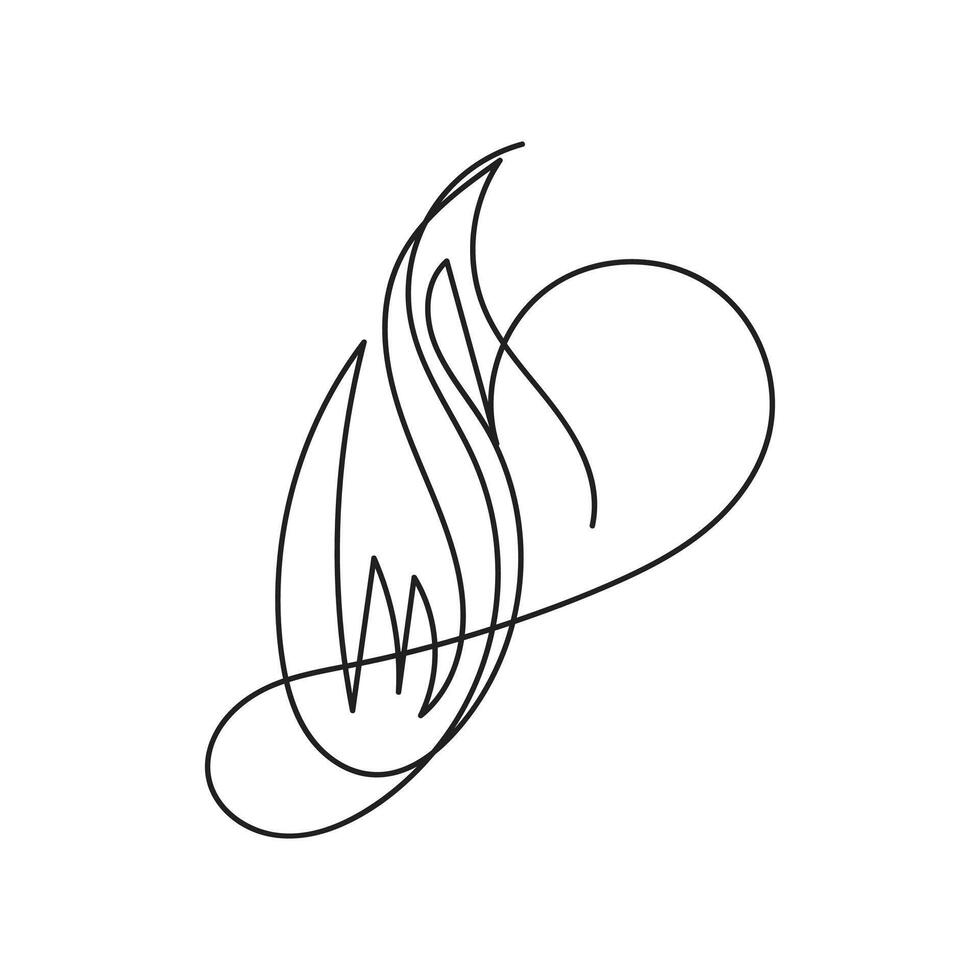 fire one line art, outline design on white background vector