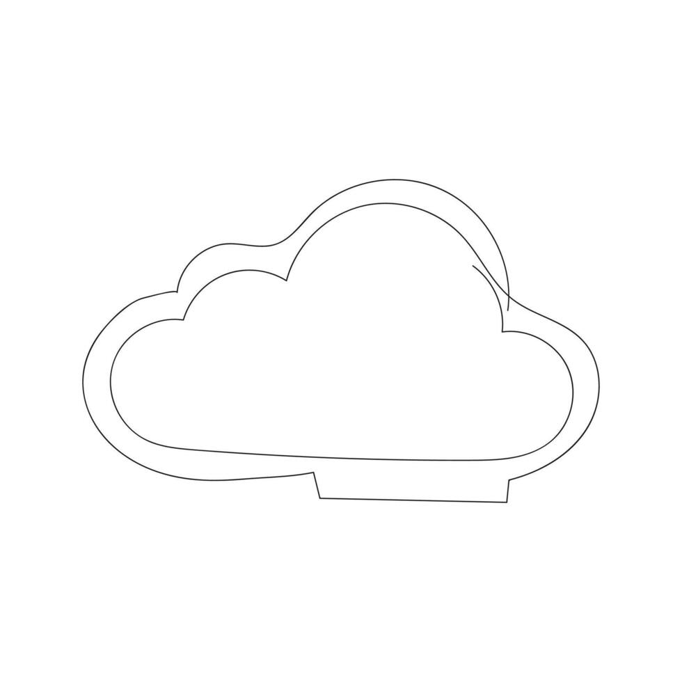 cloud one line art, outline design on white background vector