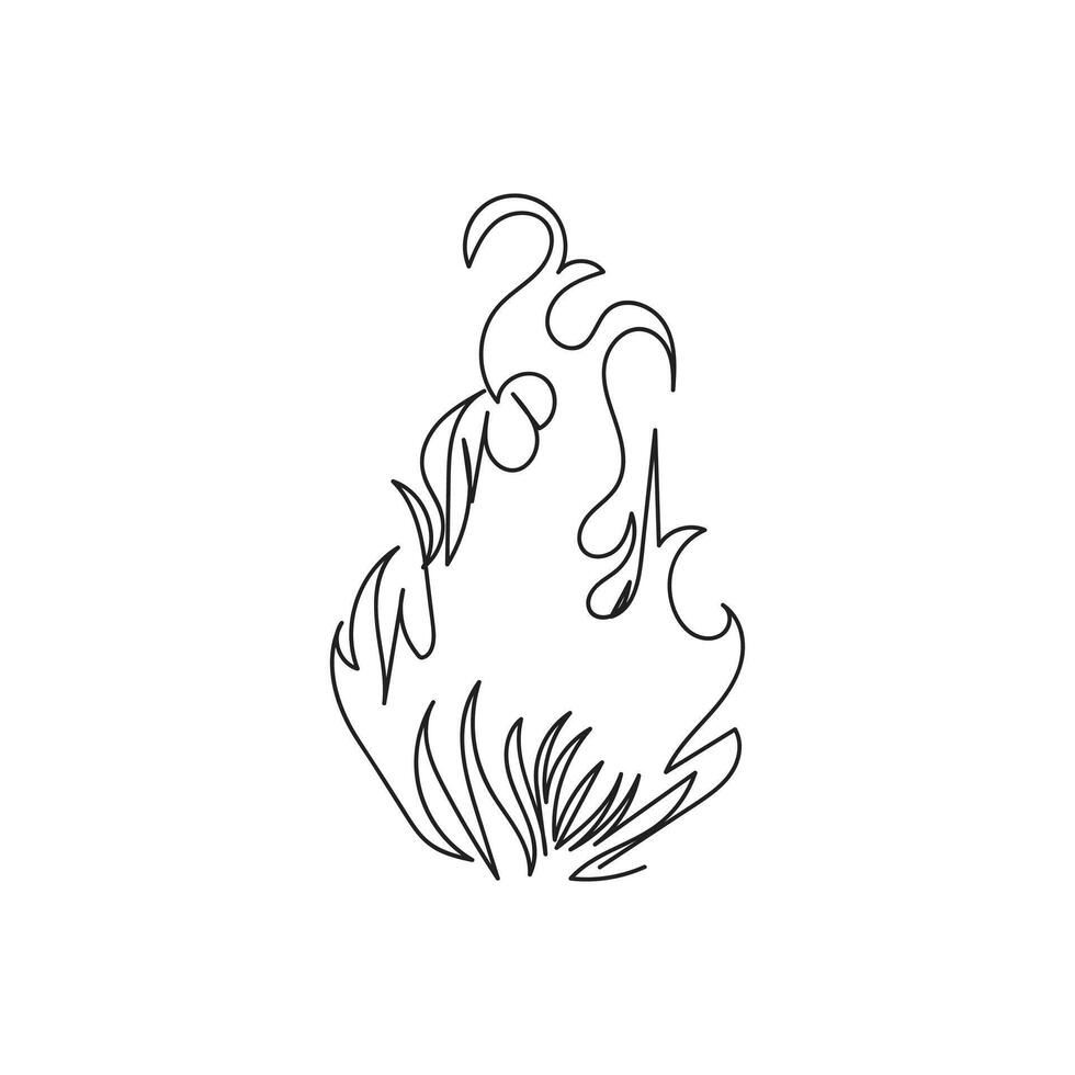 fire one line art, outline design on white background vector
