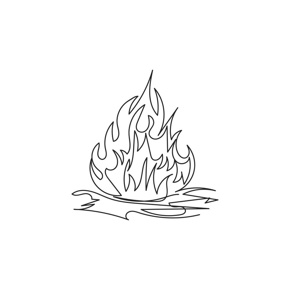 fire one line art, outline design on white background vector