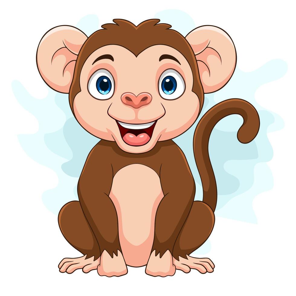 Cartoon monkey on white background vector