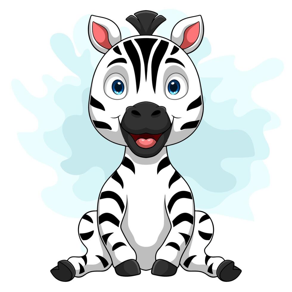 Cartoon zebra on white background vector