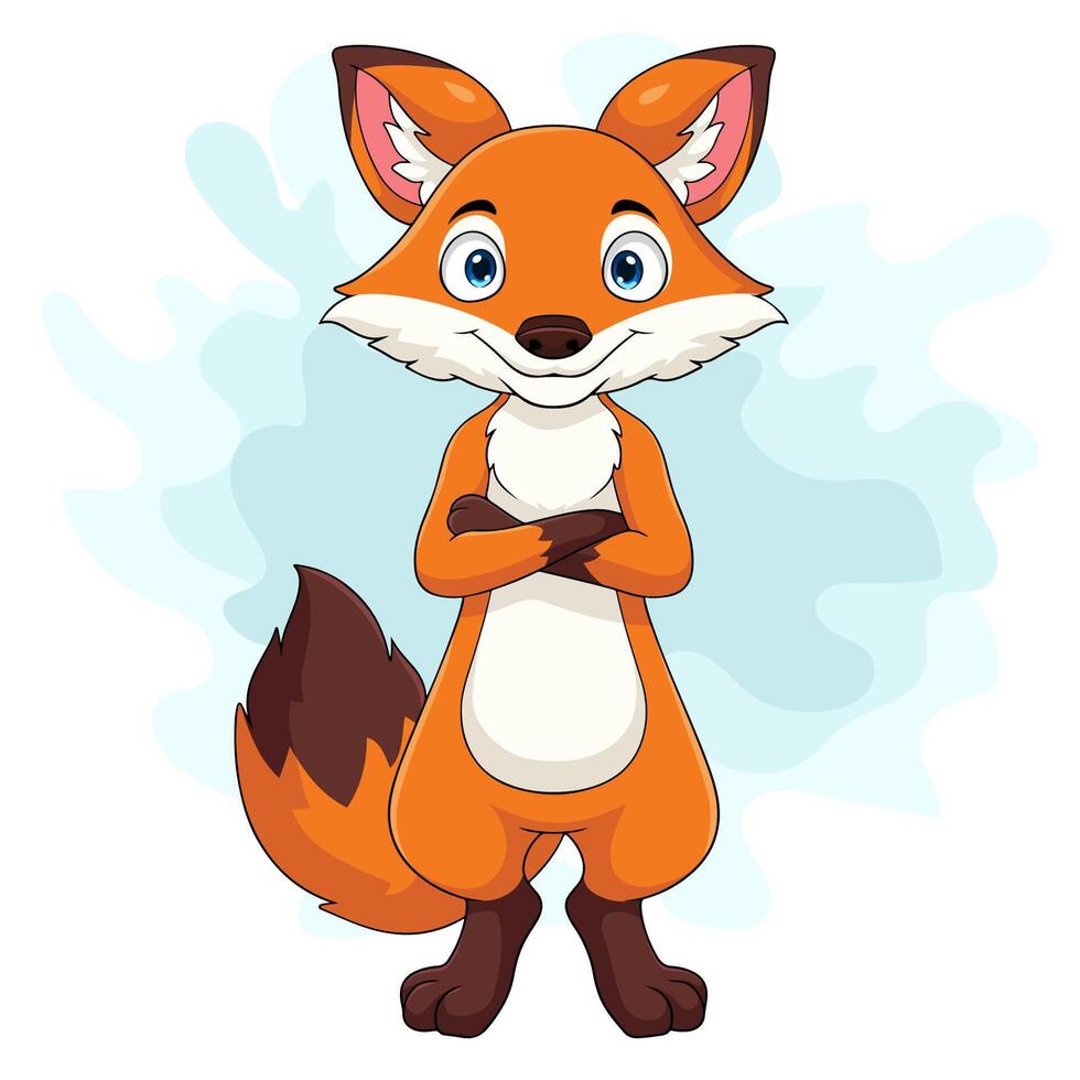 Cartoon funny fox standing isolated on white background vector