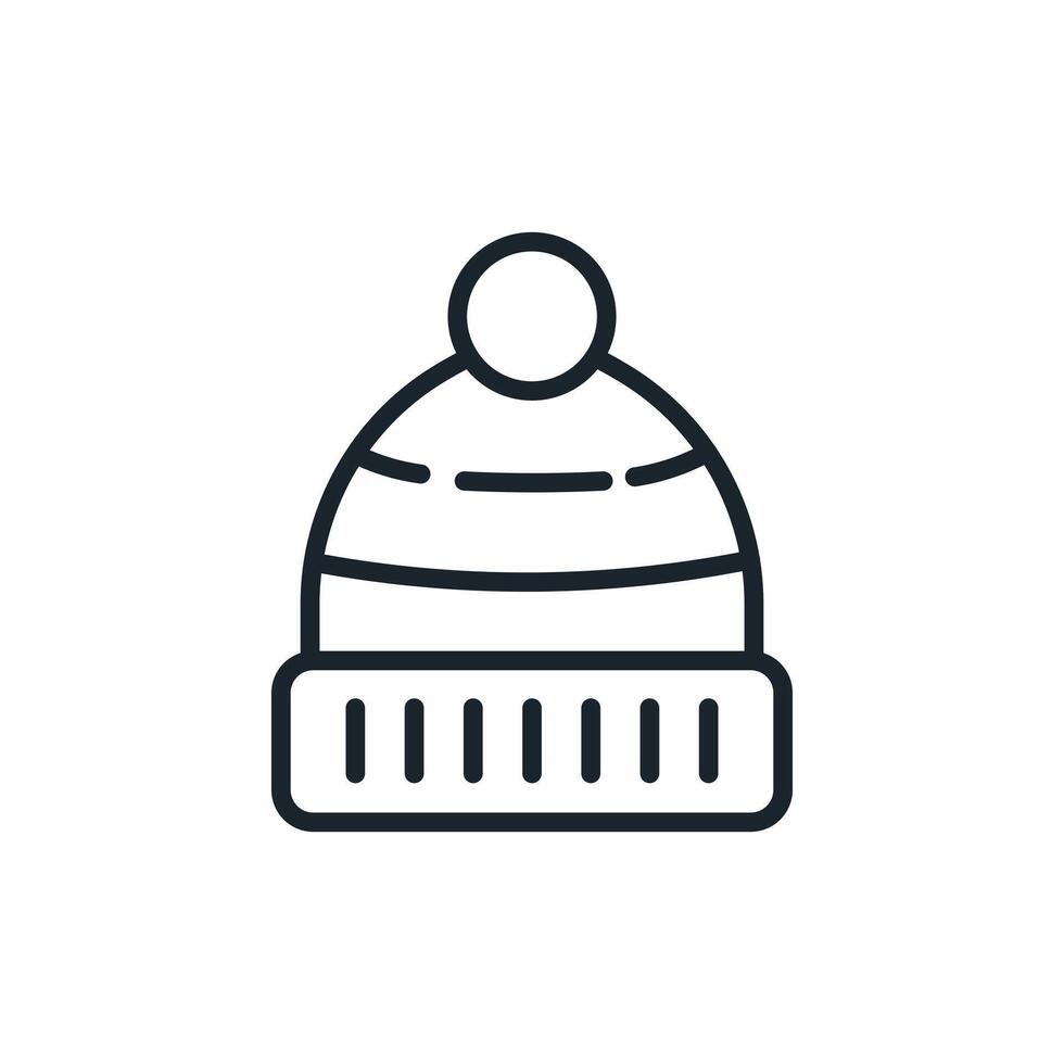 Winter hat line icon. Beanie. vector
