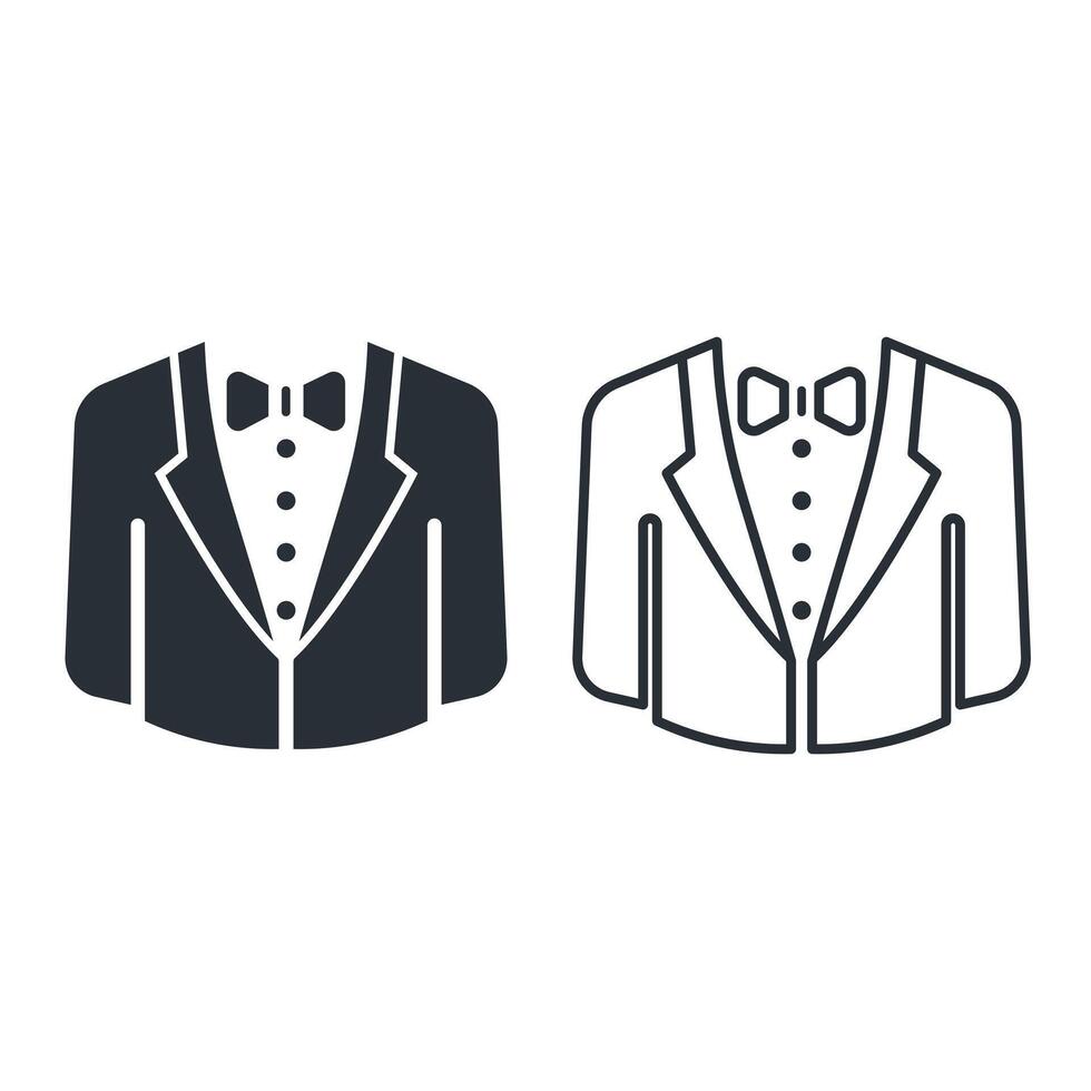 Suit jacket flat and line icon. Outfit, tuxedo. vector