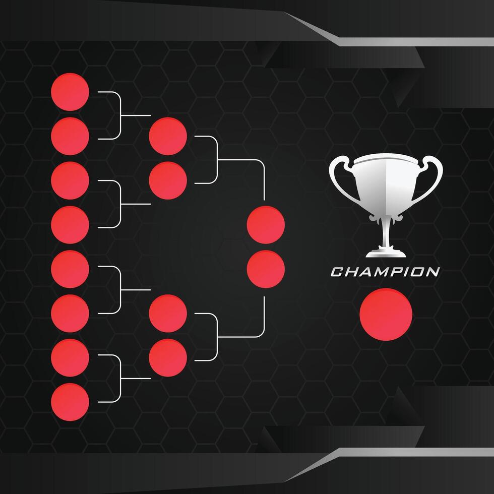 Modern sport game layout tournament championship square size contest stage bracket board with gold champion trophy prize icon illustration background vector
