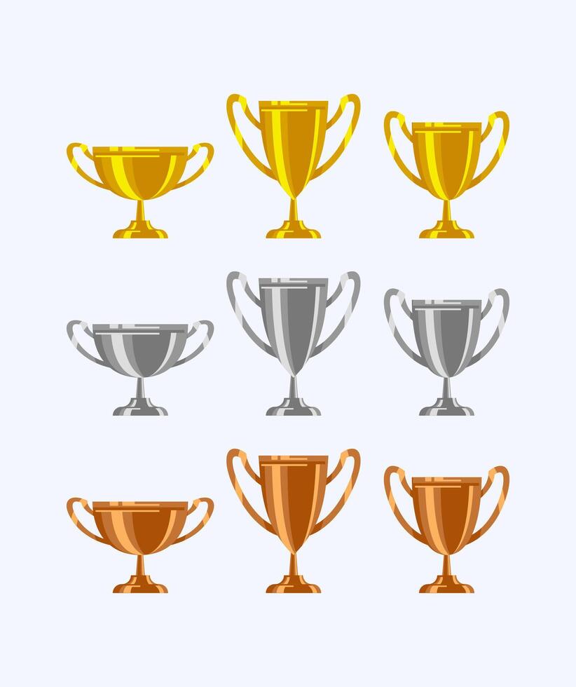 Gold silver bronze trophy cup realistic,1st, 2nd, 3rd place, first place second third, award winner winning prize symbol sign icon vector