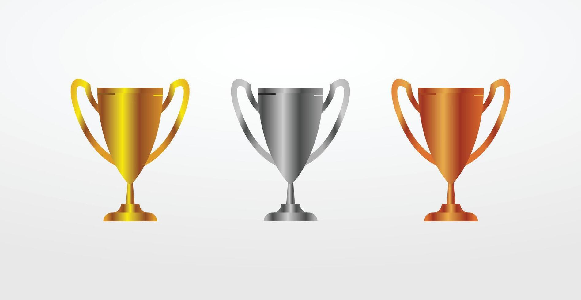 Gold silver bronze trophy cup realistic,1st, 2nd, 3rd place, first place second third, award winner winning prize symbol sign icon vector