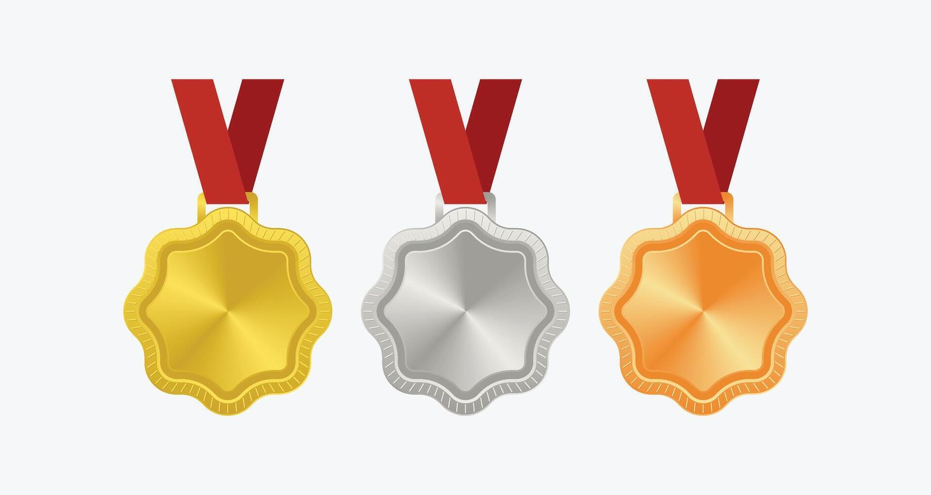 Winner Gold, Silver, Bronze. 1st 2nd 3rd medal first place second third Placement Achievement award winner badge guarantee winning prize ribbon symbol sign icon logo template vector