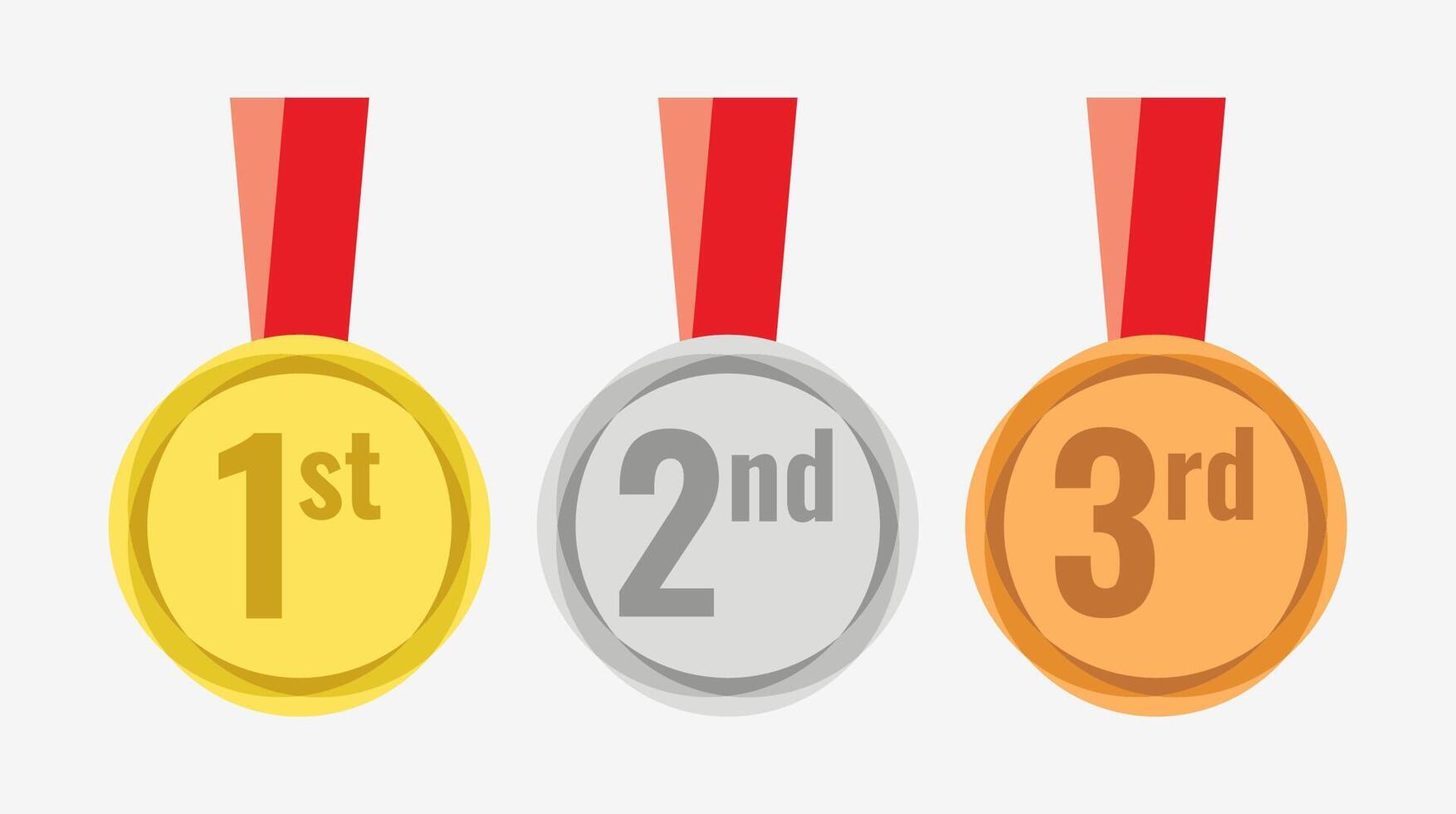 Winner Gold, Silver, Bronze. 1st 2nd 3rd medal first place second third Placement Achievement award winner badge guarantee winning prize ribbon symbol sign icon logo template vector