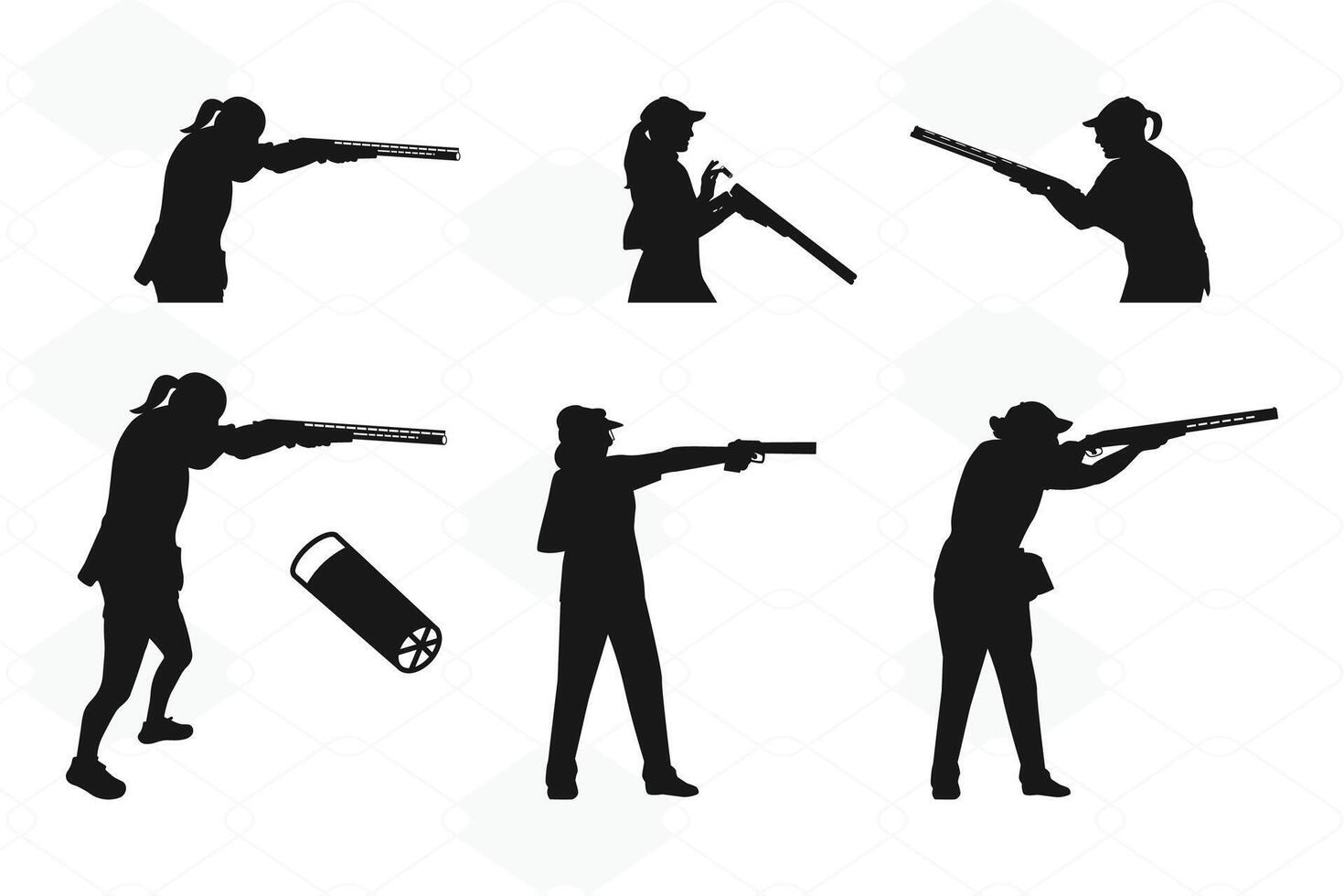 Skeet Shooter, Shooting Silhouette Hunting, vector