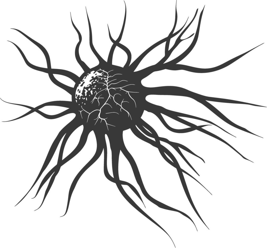 silhouette cancer cell full black color only vector