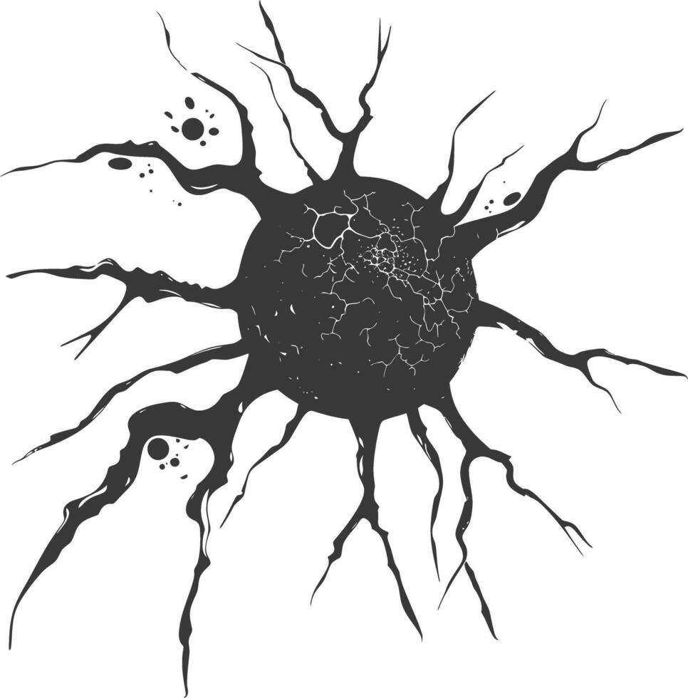 silhouette cancer cell full black color only vector
