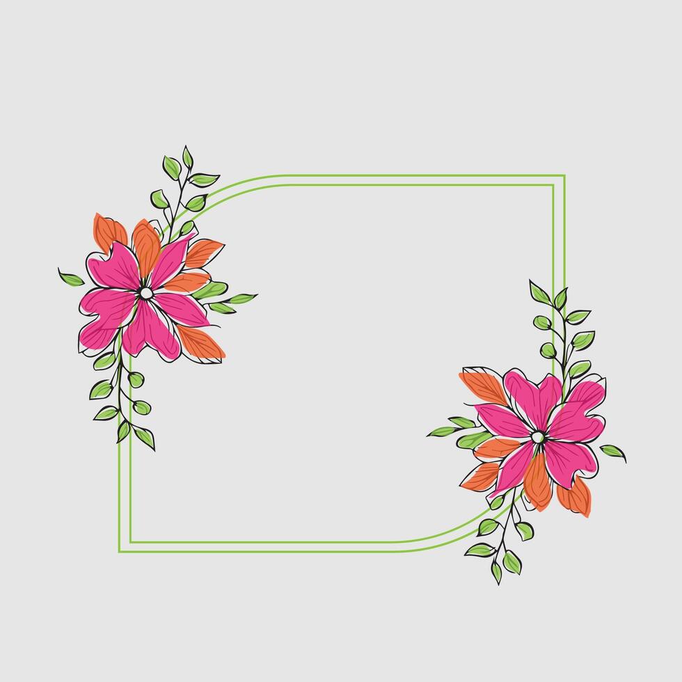 colorful floral frame design artwork vector