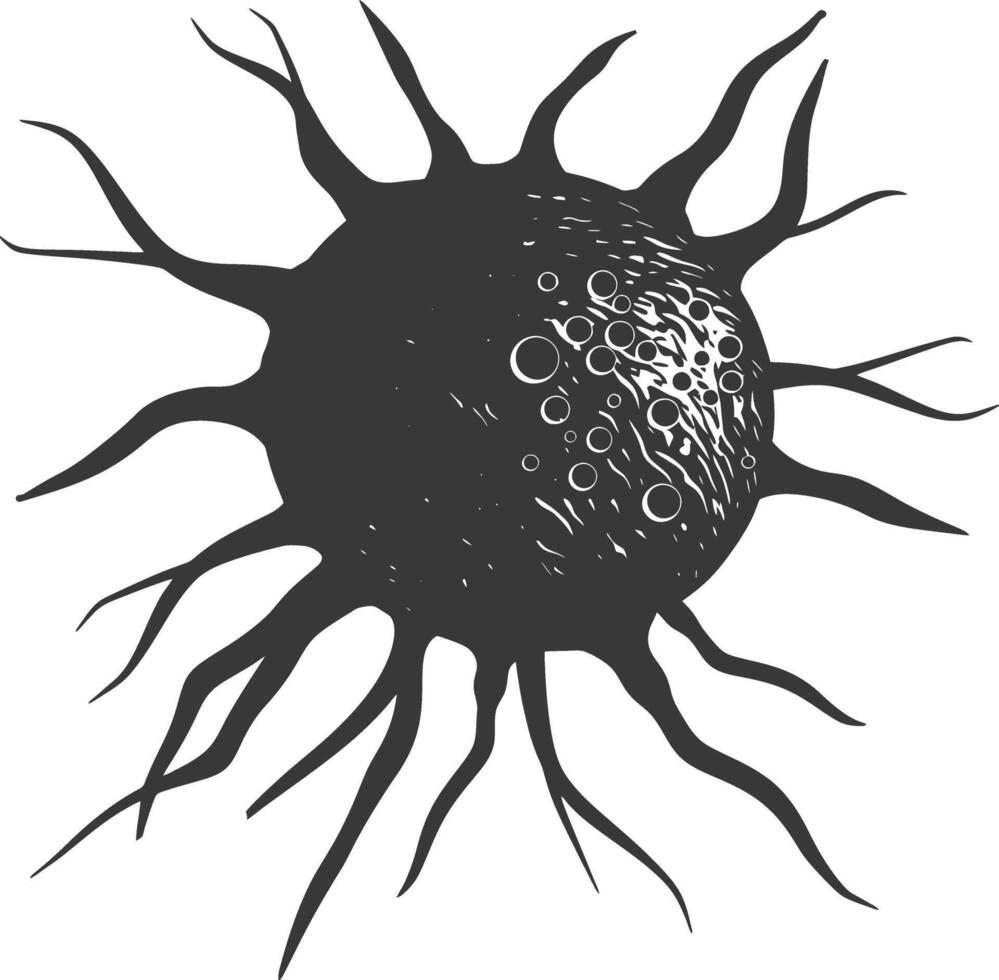 silhouette cancer cell full black color only vector