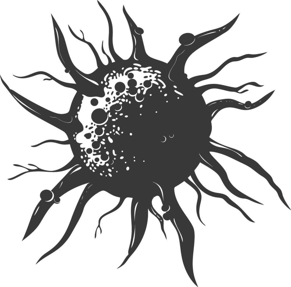 silhouette cancer cell full black color only vector