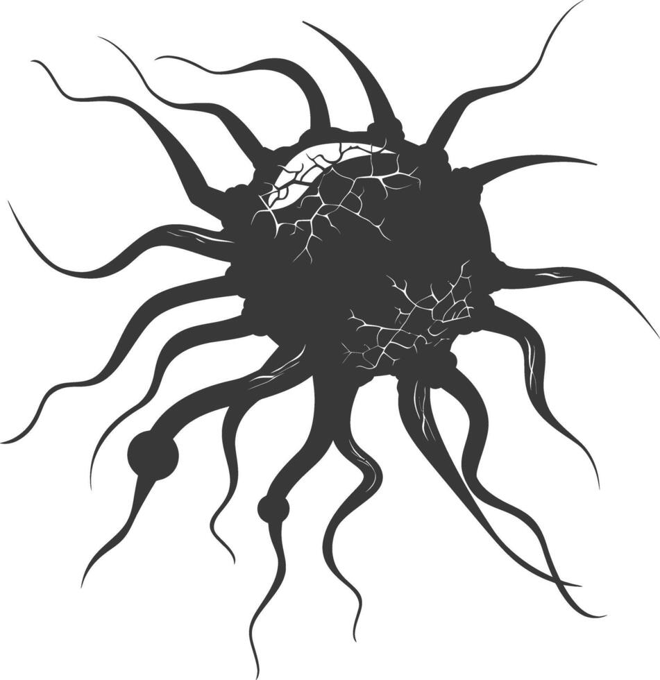 silhouette cancer cell full black color only vector