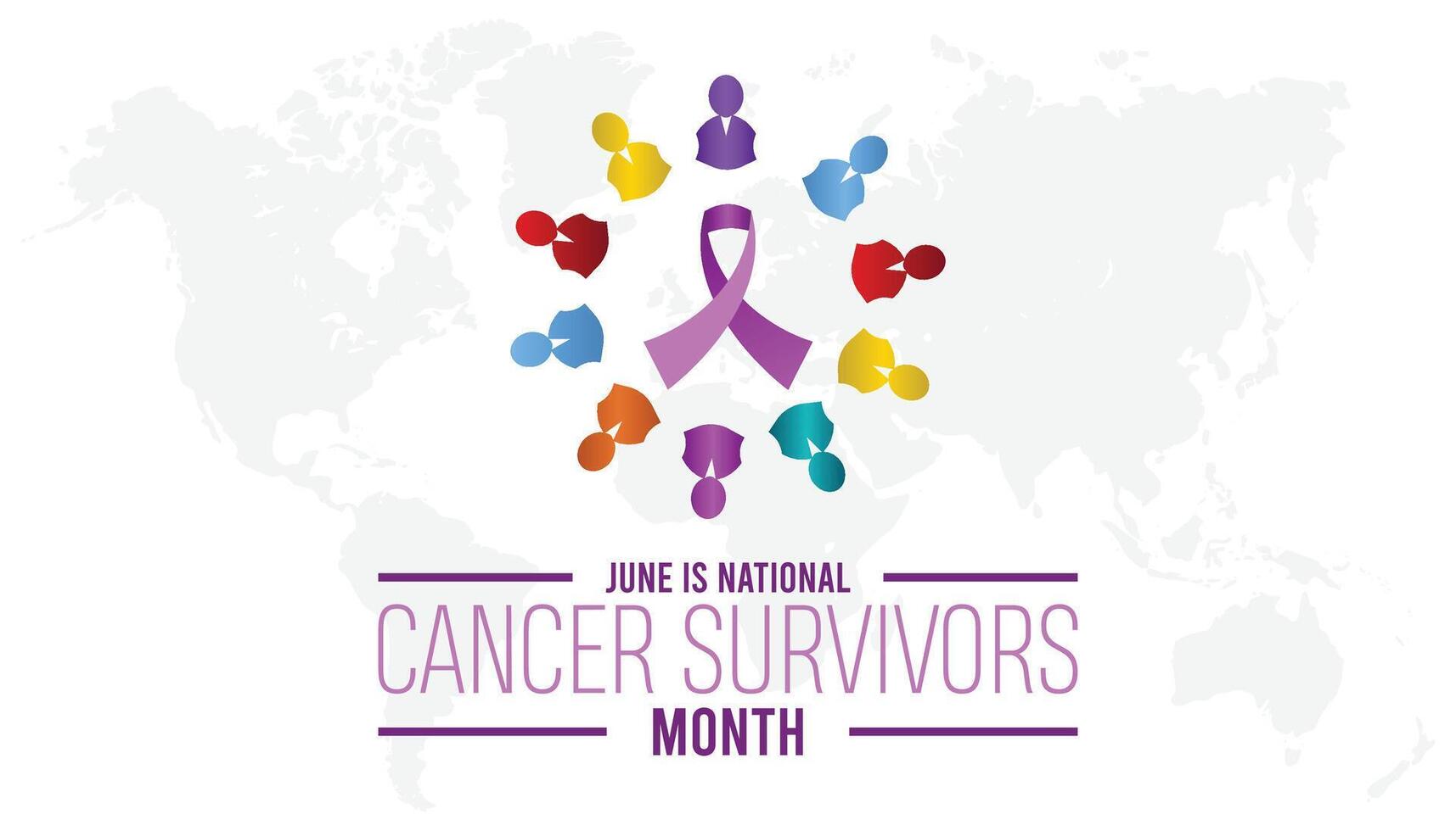 National Cancer Survivors Month observed every year in June. Template for background, banner, card, poster with text inscription. vector