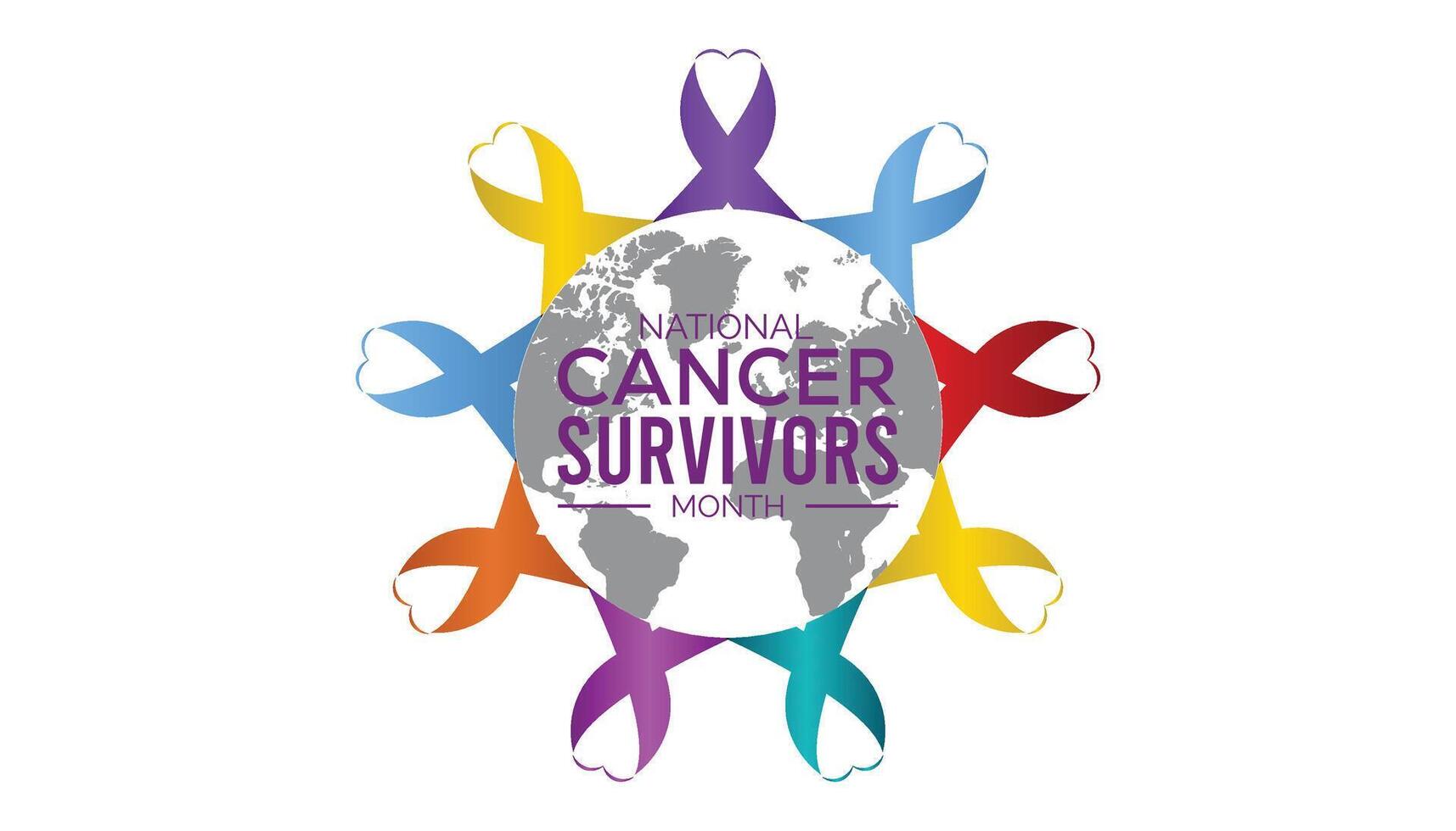 National Cancer Survivors Month observed every year in June. Template for background, banner, card, poster with text inscription. vector