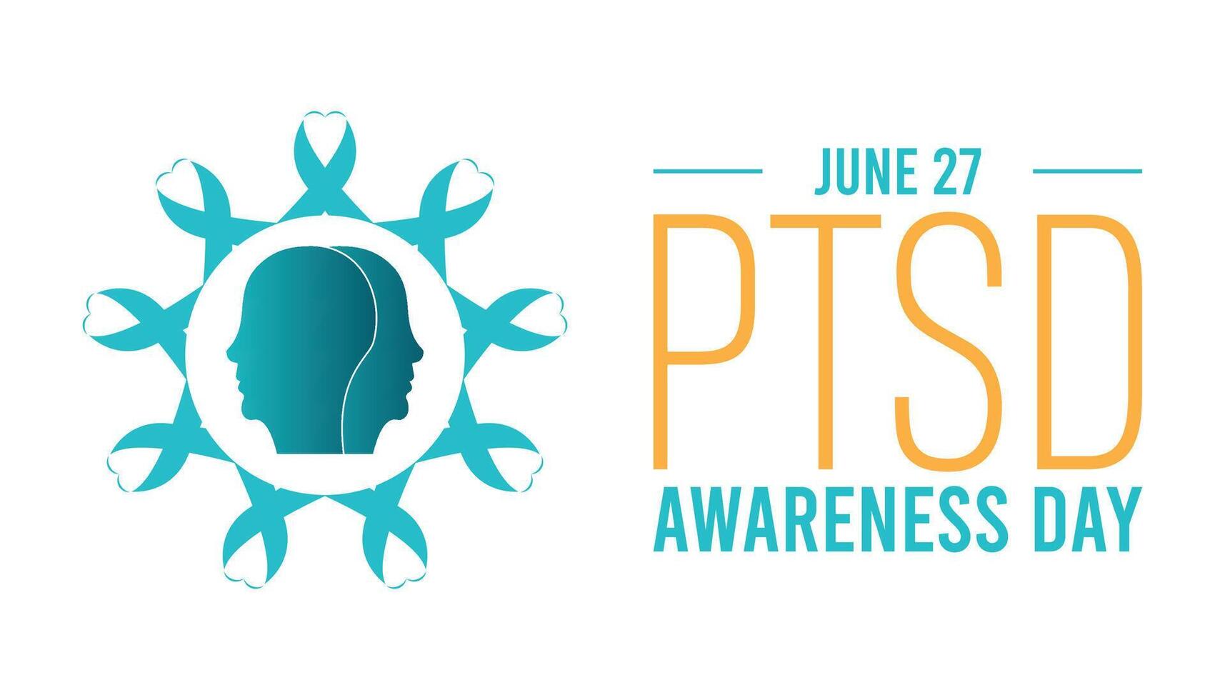 National PTSD Awareness day observed every year in June. Template for background, banner, card, poster with text inscription. vector