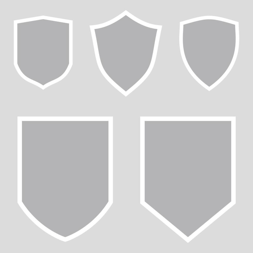 Set of Grey Shield with Grey Background vector
