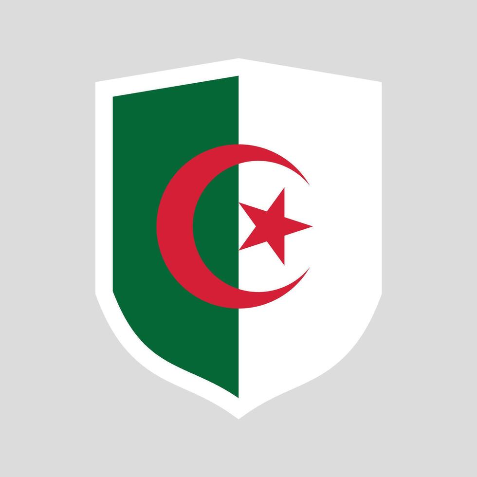 Algeria Flag in Shield Shape Icon vector