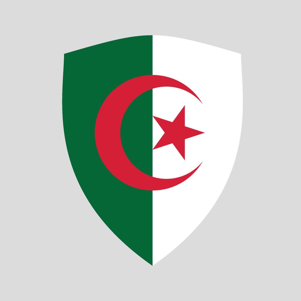 Argelia bandera en proteger forma icono vector