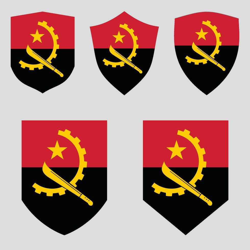 Angola Flag in Shield Shape vector