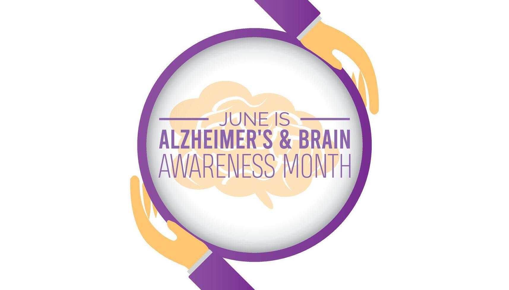 Alzheimer's and brain awareness month observed every year in June. Template for background, banner, card, poster with text inscription. vector